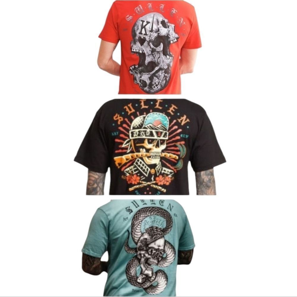 Lot Of 3 Sullen Art Collective Size 3XL Tees Black Red Blue